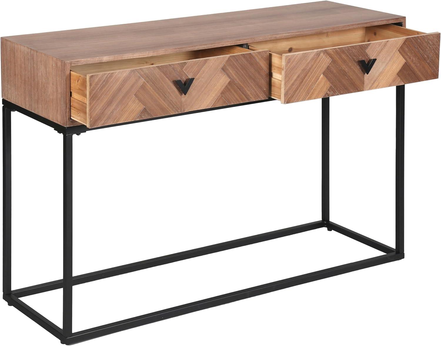 image:imageSAFAVIEH Couture Collection Sherriandra Walnut amp Black Metal Console Table with 2 Drawers Modern Accent SFV3010BWalnutBlack