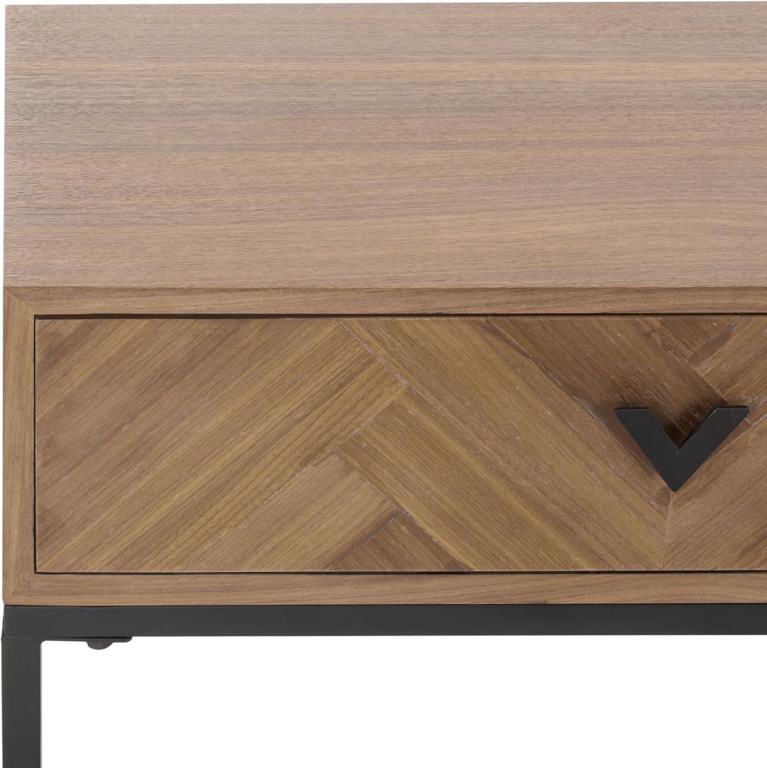 image:imageSAFAVIEH Couture Collection Sherriandra Walnut amp Black Metal Console Table with 2 Drawers Modern Accent SFV3010BWalnutBlack