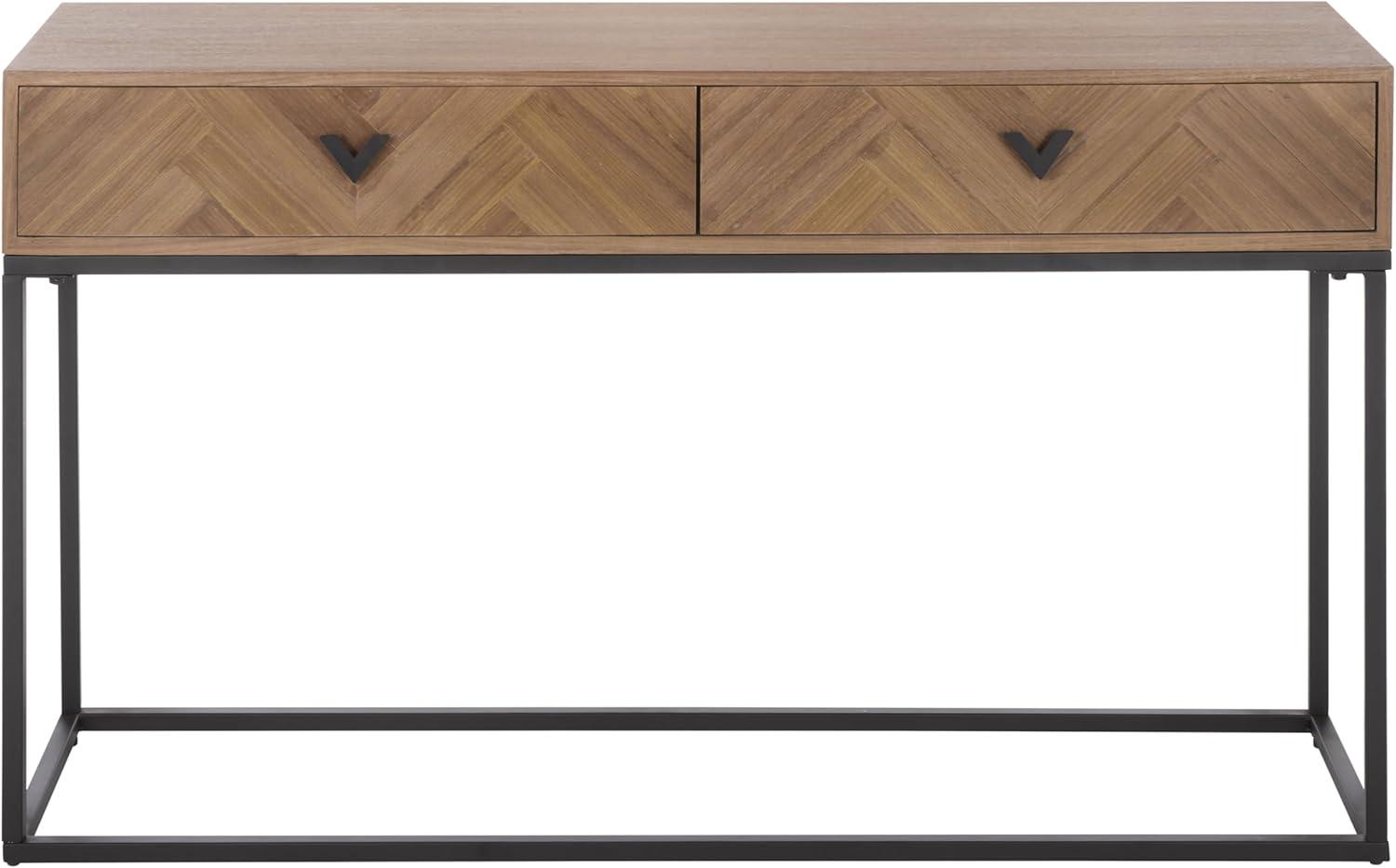 image:imageSAFAVIEH Couture Collection Sherriandra Walnut amp Black Metal Console Table with 2 Drawers Modern Accent SFV3010BWalnutBlack