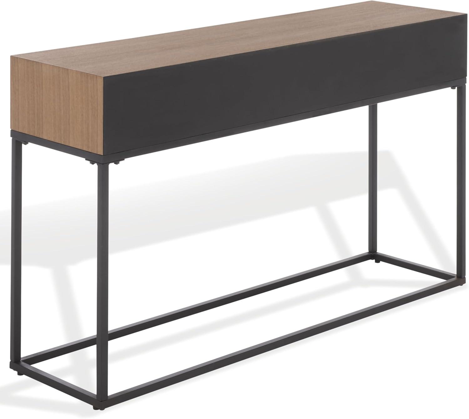 image:imageSAFAVIEH Couture Collection Sherriandra Walnut amp Black Metal Console Table with 2 Drawers Modern Accent SFV3010BWalnutBlack