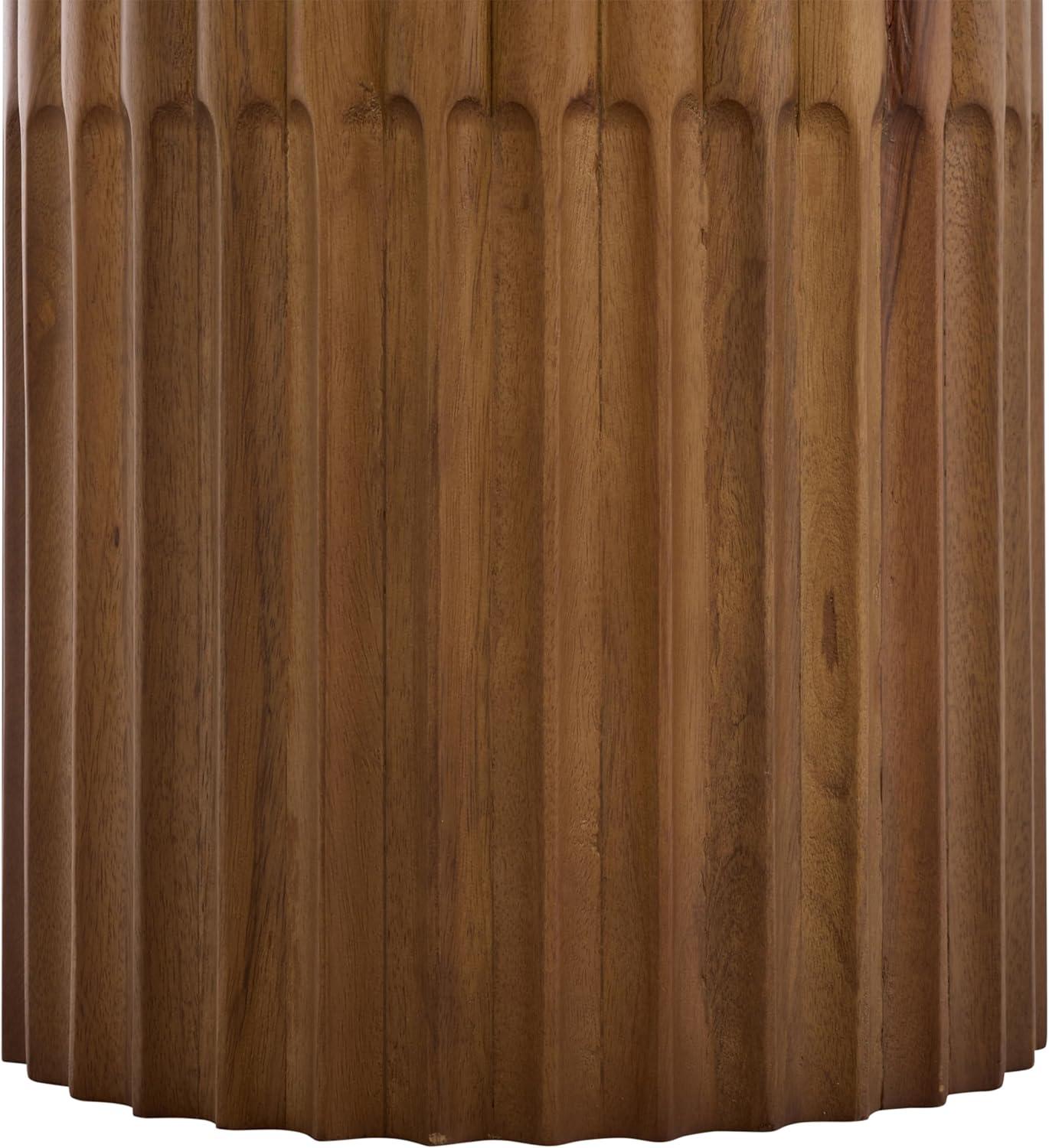 image:imageSAFAVIEH Couture Collection Treyshawn Walnut Solid Wood Console Table Rectangular Fluted Base Accent SFV6411AWalnutBlack