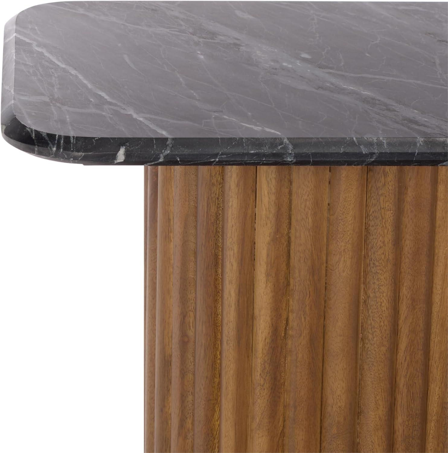 image:imageSAFAVIEH Couture Collection Treyshawn Walnut Solid Wood Console Table Rectangular Fluted Base Accent SFV6411AWalnutBlack