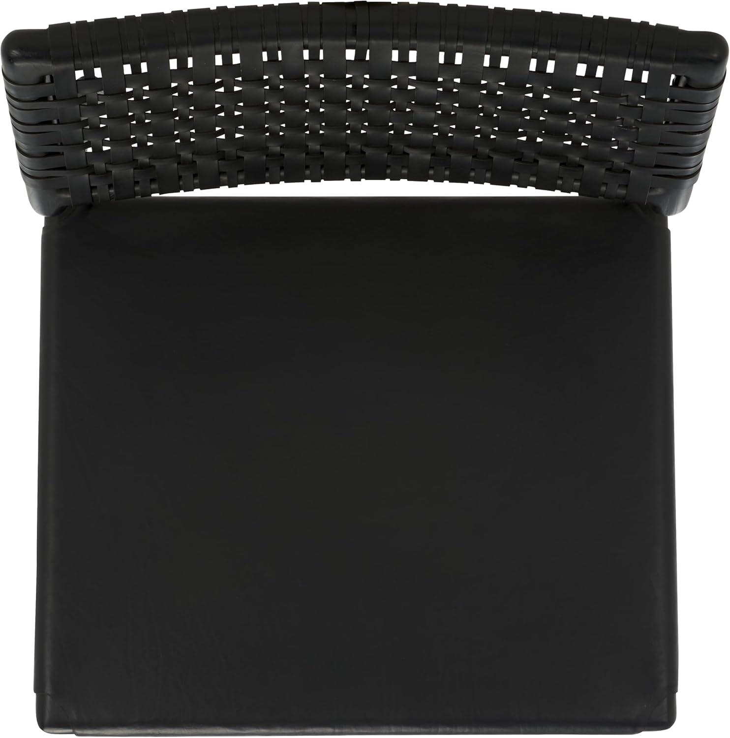 image:imageSAFAVIEH Couture Collection Valdina Black Woven Leather Accent Chair Low Profile Design Solid Wood Frame Fully Assembled SFV1904ABlackBlack