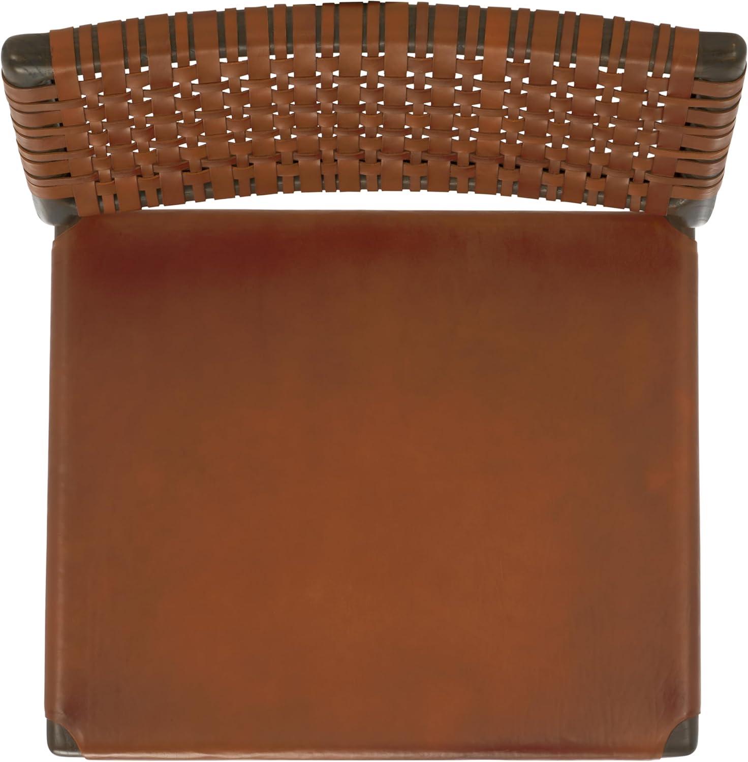 image:imageSAFAVIEH Couture Collection Valdina Black Woven Leather Accent Chair Low Profile Design Solid Wood Frame Fully Assembled SFV1904ABrownWalnut