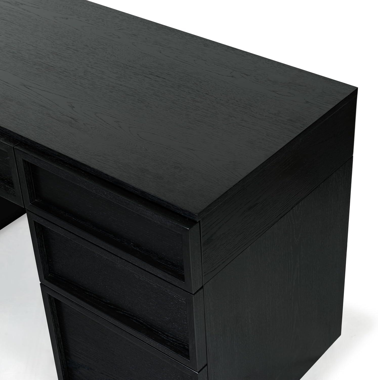 image:imageSAFAVIEH Couture Collection Zeus Black Wood 7Drawer Desk Modern Storage Writing Table SFV4220CBlack
