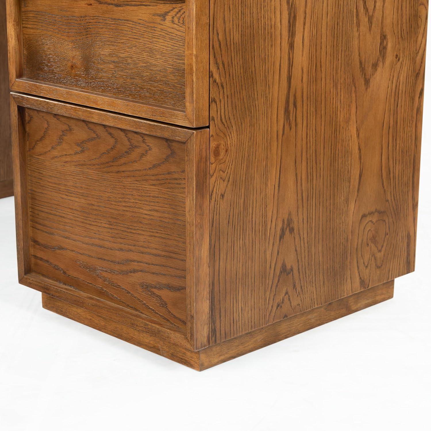 image:imageSAFAVIEH Couture Collection Zeus Black Wood 7Drawer Desk Modern Storage Writing Table SFV4220CMedium Oak