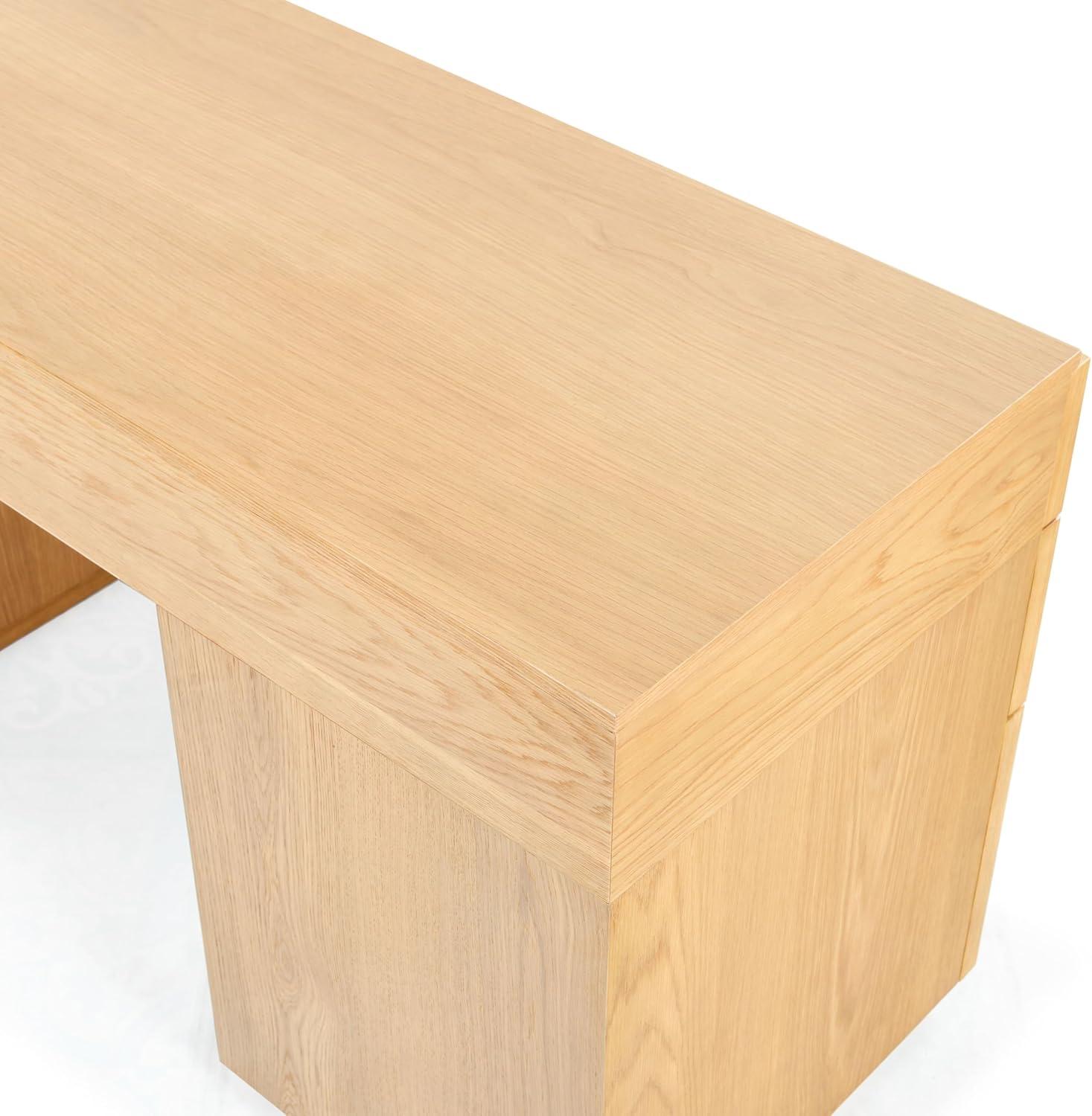 image:imageSAFAVIEH Couture Collection Zeus Black Wood 7Drawer Desk Modern Storage Writing Table SFV4220CNatural