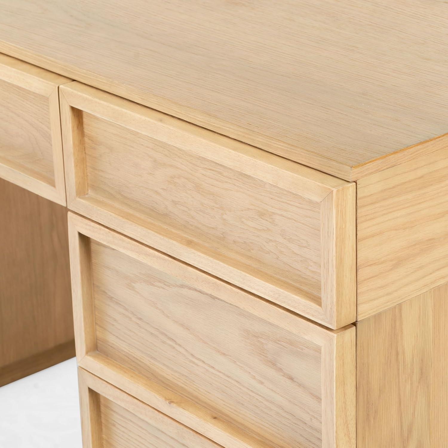 image:imageSAFAVIEH Couture Collection Zeus Black Wood 7Drawer Desk Modern Storage Writing Table SFV4220CNatural