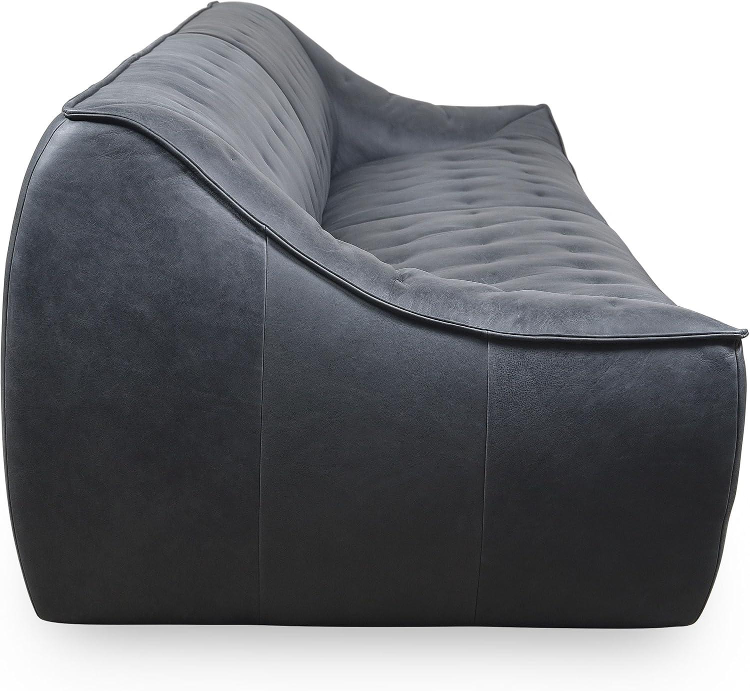 image:imageSAFAVIEH Couture Collection Agitha Modern Dark Grey Italian Leather Tufted Sofa Couch Fully AssembledDark Grey
