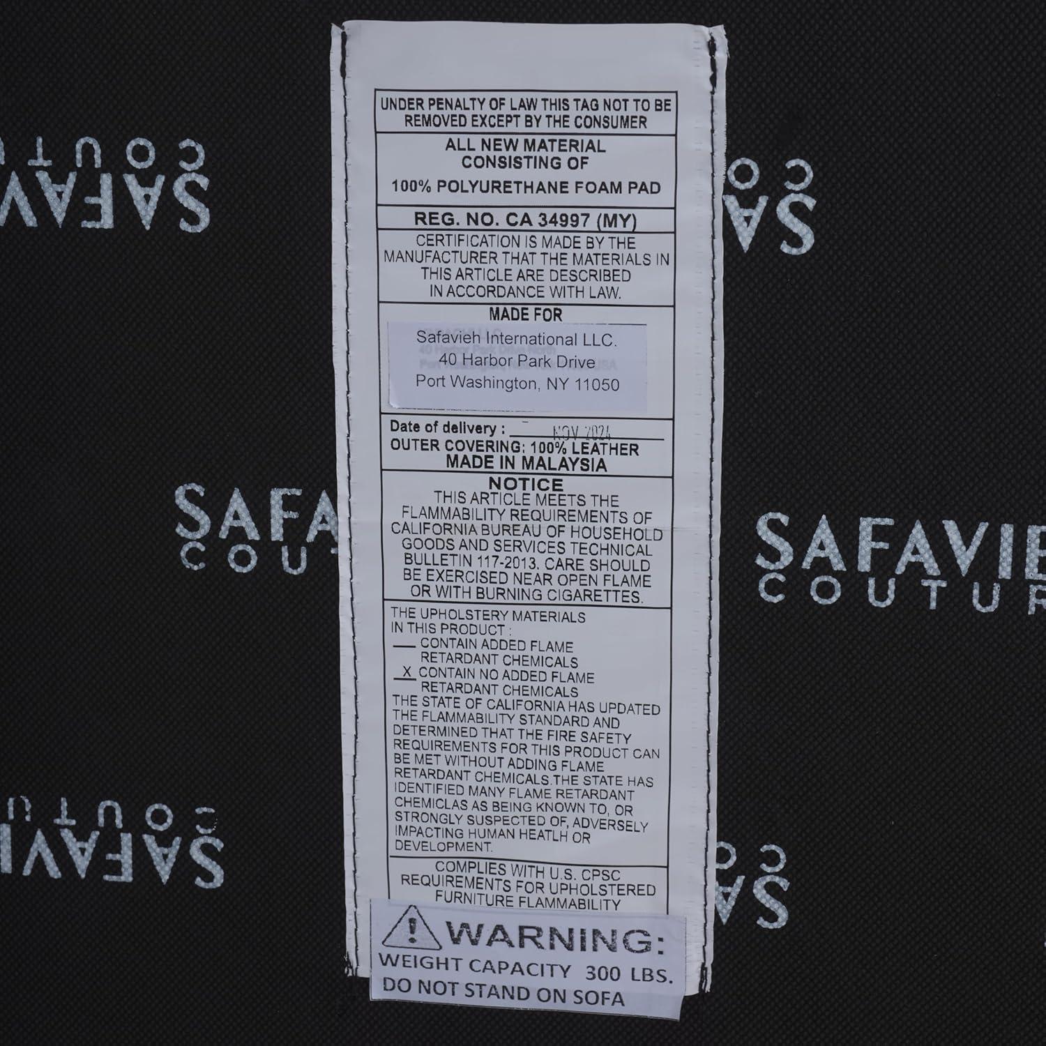 image:imageSAFAVIEH Couture Collection Agitha Modern Dark Grey Italian Leather Tufted Sofa Couch Fully AssembledDark Grey