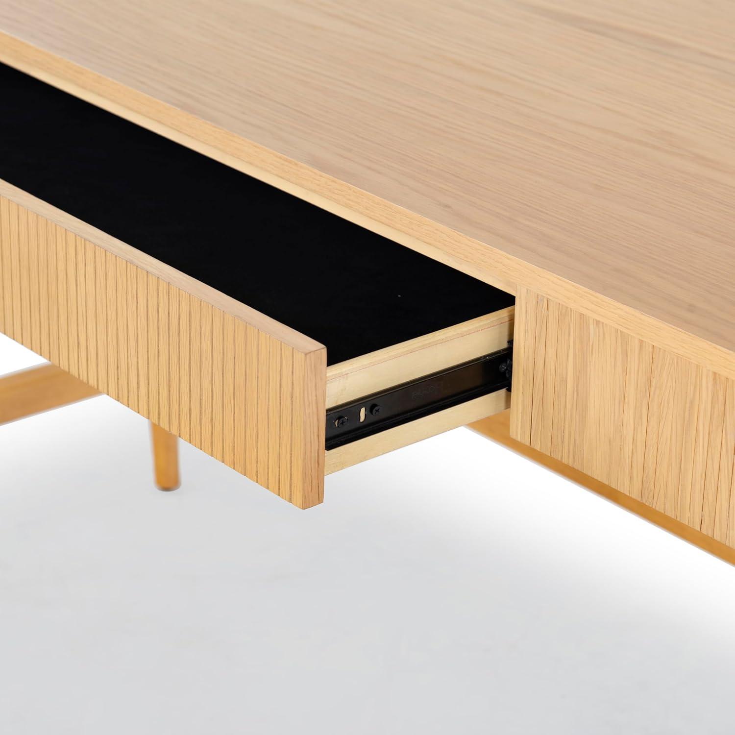 image:imageSAFAVIEH Couture Collection Barnett Natural Brown 1Drawer Computer Table Office Writing Desk