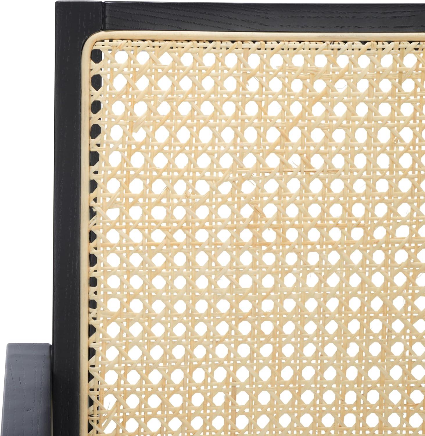 image:imageSAFAVIEH Couture Collection Colette Tropical Coastal Natural Solid Wood Rattan ArmchairBlackNatural
