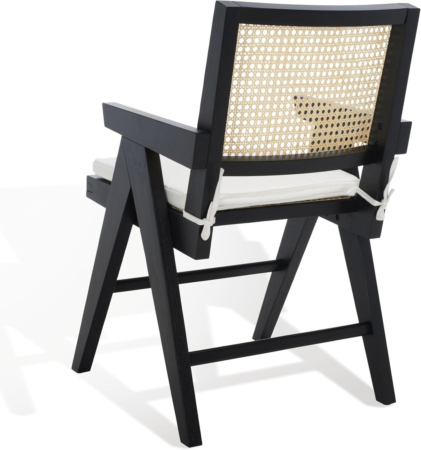 image:imageSAFAVIEH Couture Collection Colette Tropical Coastal Natural Solid Wood Rattan ArmchairBlackNatural