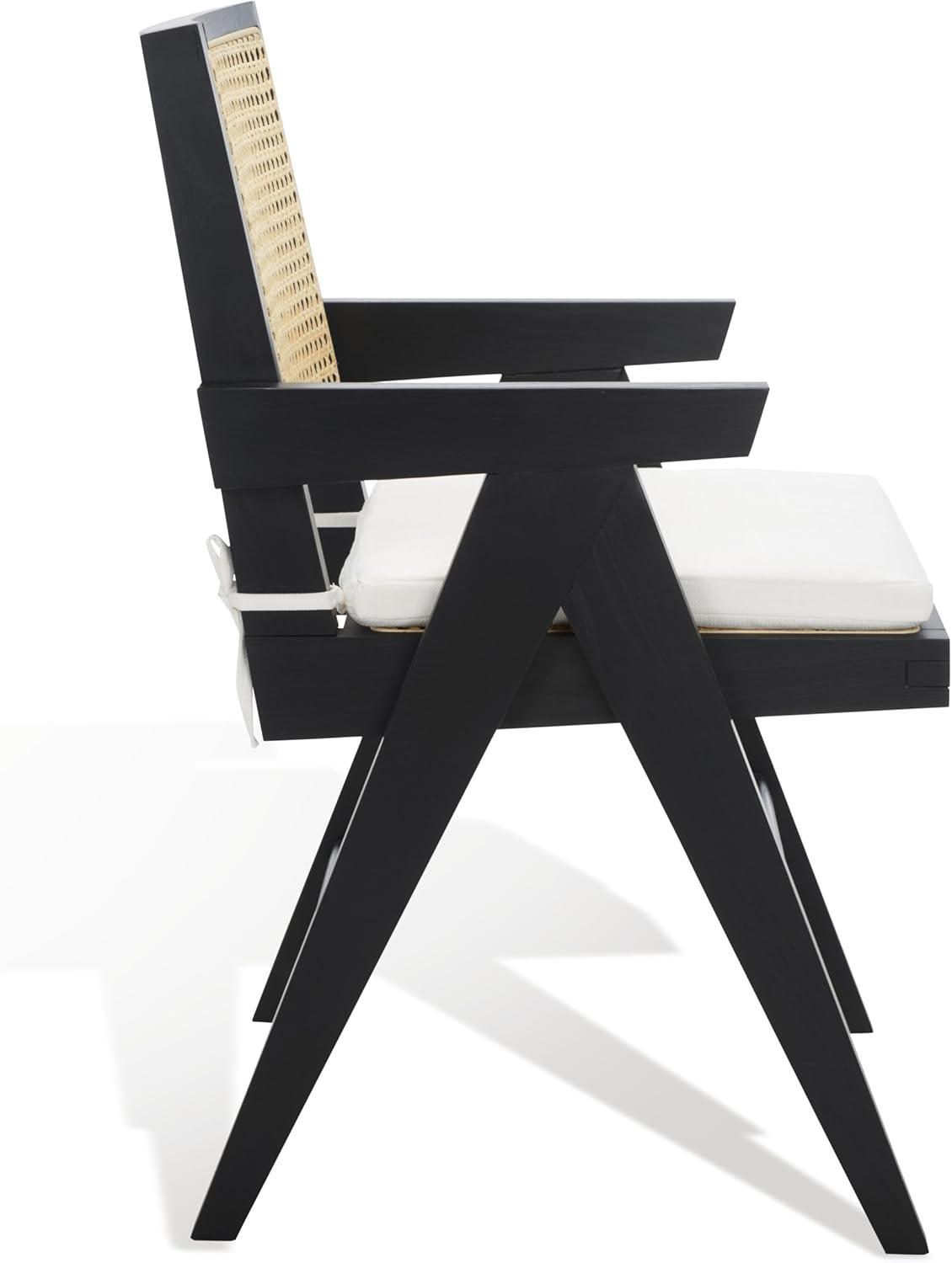image:imageSAFAVIEH Couture Collection Colette Tropical Coastal Natural Solid Wood Rattan ArmchairBlackNatural