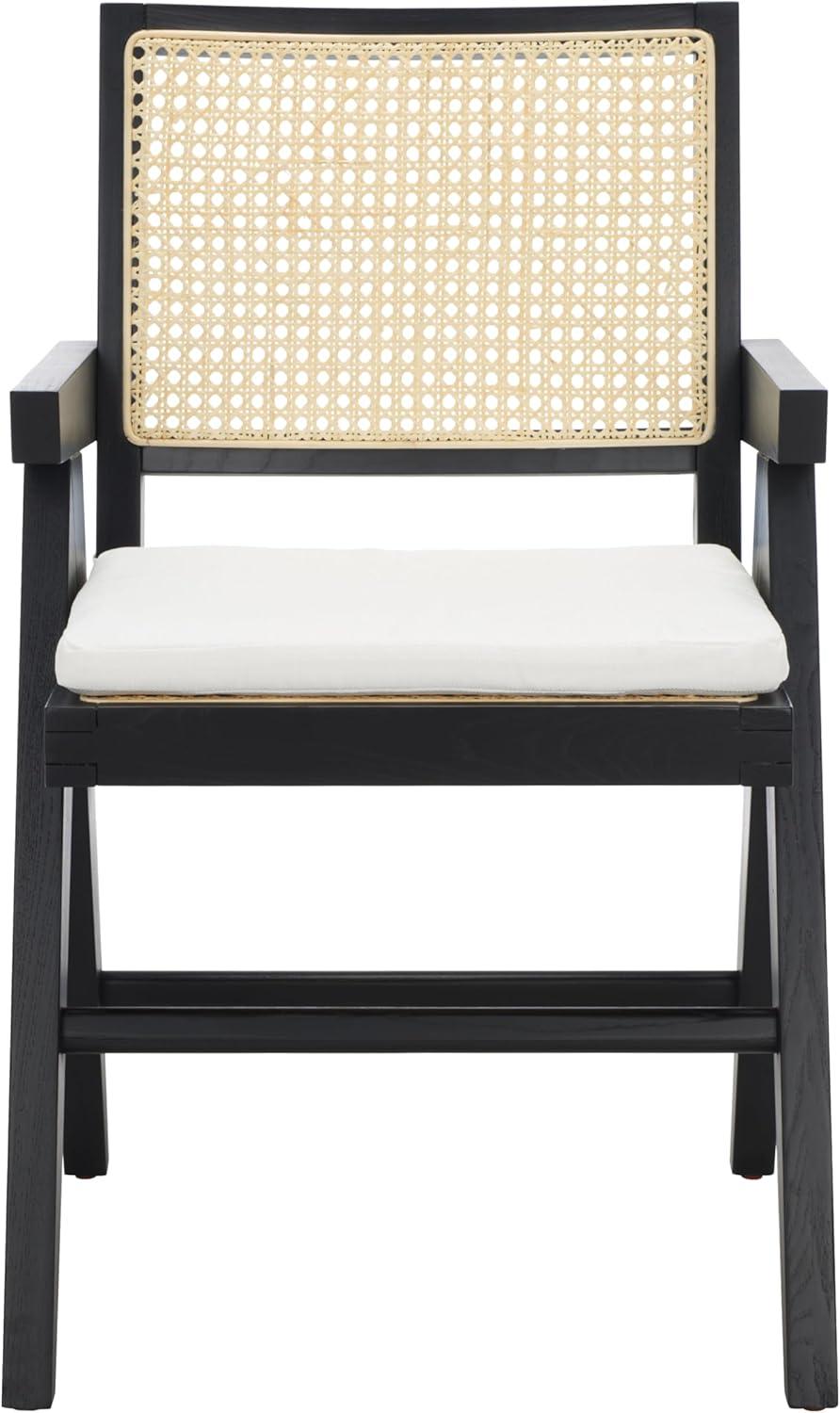 image:imageSAFAVIEH Couture Collection Colette Tropical Coastal Natural Solid Wood Rattan ArmchairBlackNatural