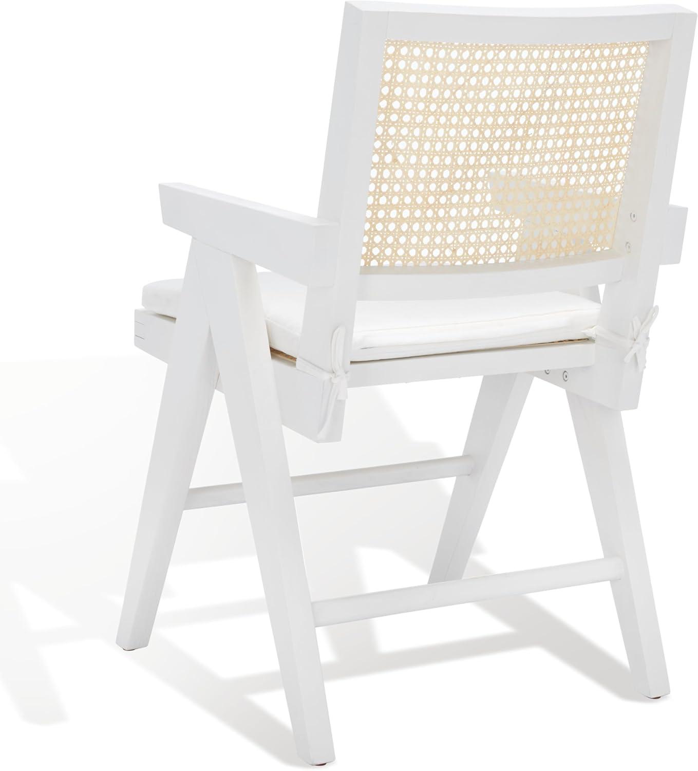image:imageSAFAVIEH Couture Collection Colette Tropical Coastal Natural Solid Wood Rattan ArmchairWhiteNatural