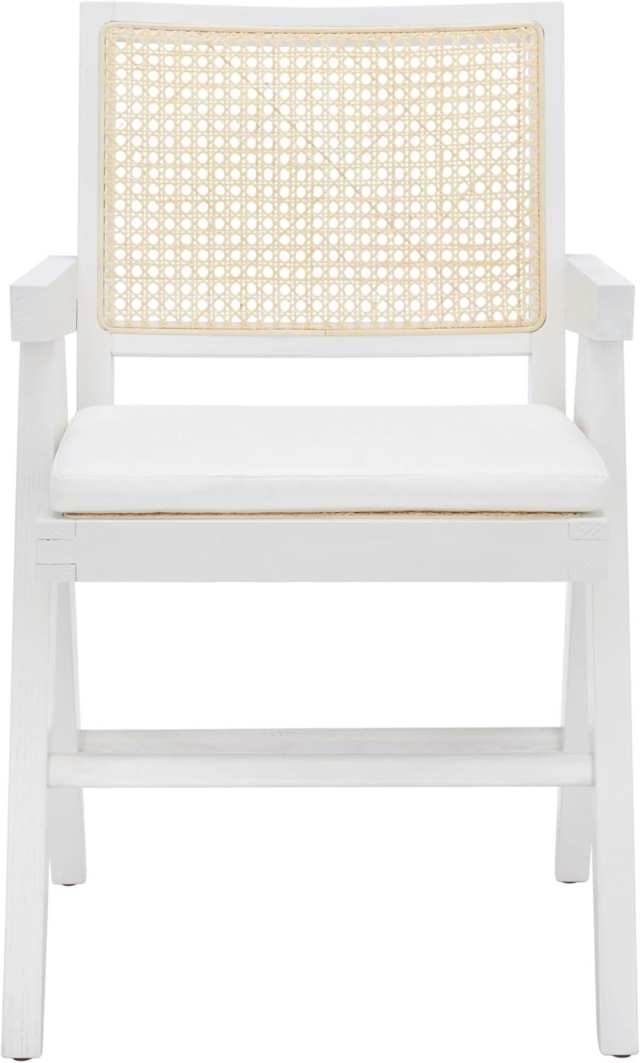 image:imageSAFAVIEH Couture Collection Colette Tropical Coastal Natural Solid Wood Rattan ArmchairWhiteNatural