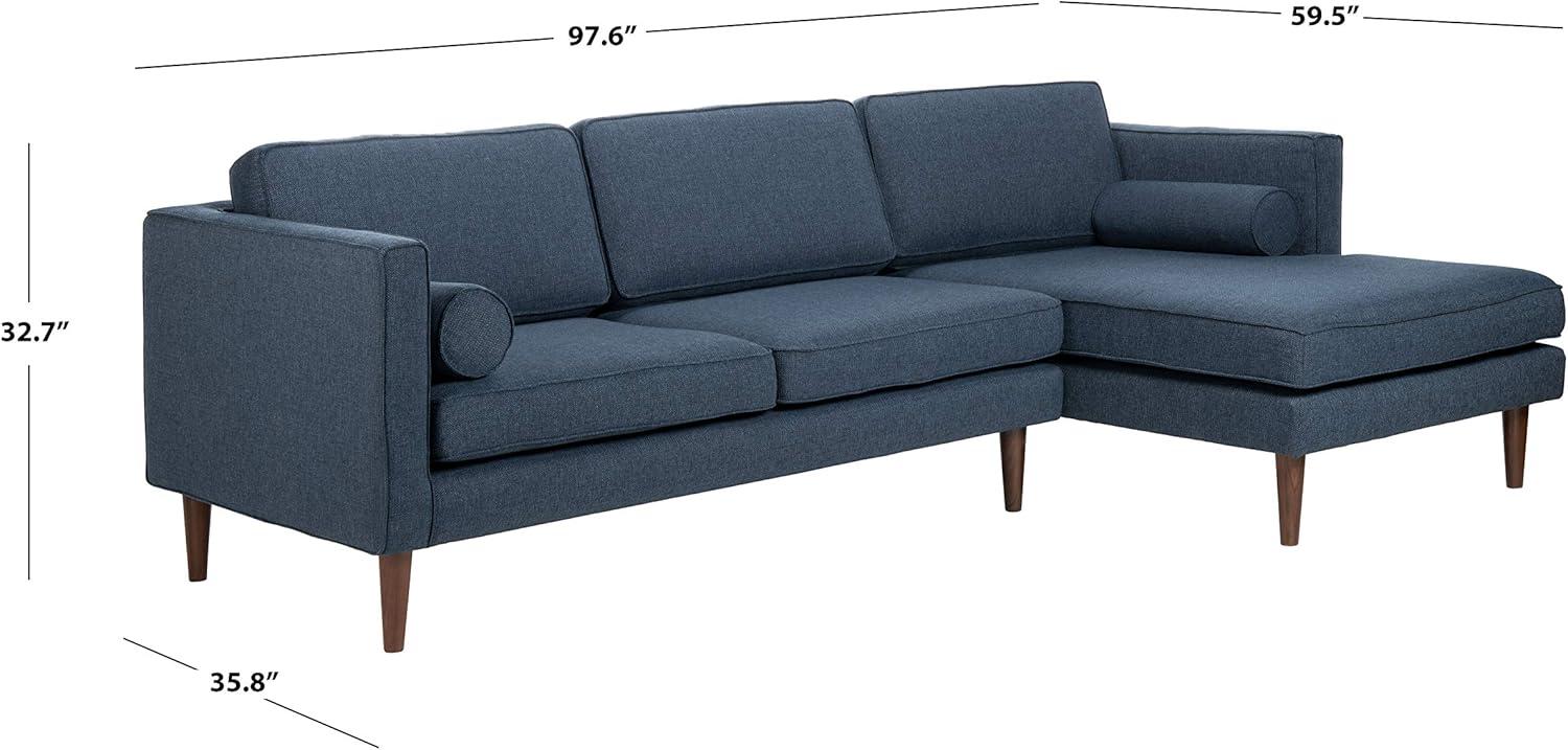 image:imageSAFAVIEH Couture Collection Dulce MidCentury Dark Blue Left Facing Chaise SofaDark Blue