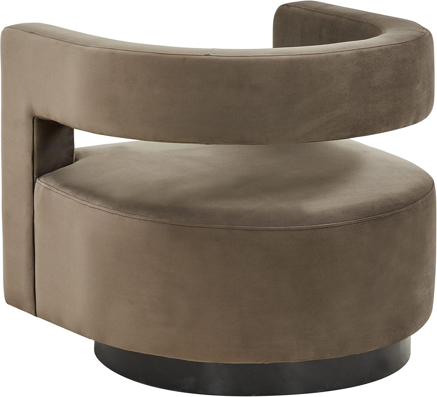 image:imageSAFAVIEH Couture Collection Edgar Ivory BoucleBlack Swivel Chair Fully AssembledDark Brown