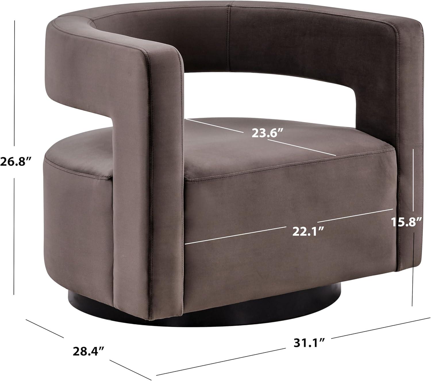 image:imageSAFAVIEH Couture Collection Edgar Ivory BoucleBlack Swivel Chair Fully AssembledDark Brown