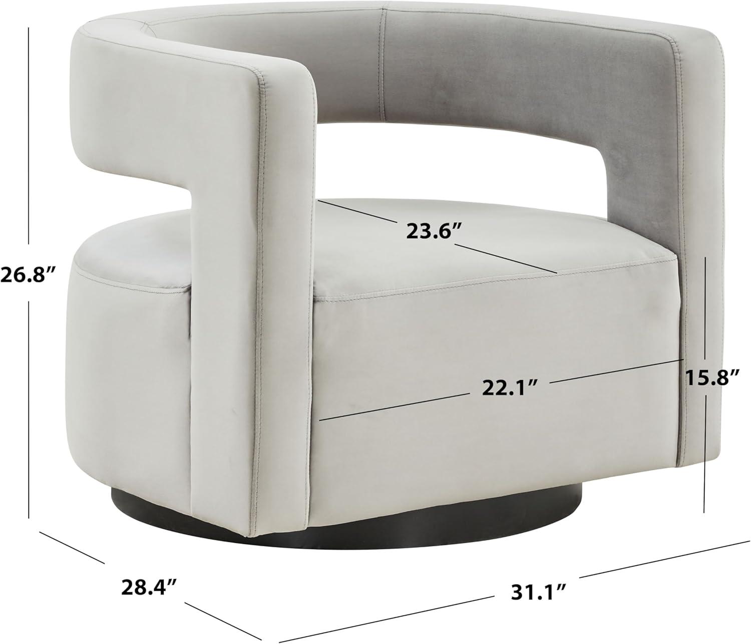image:imageSAFAVIEH Couture Collection Edgar Ivory BoucleBlack Swivel Chair Fully AssembledLight Grey