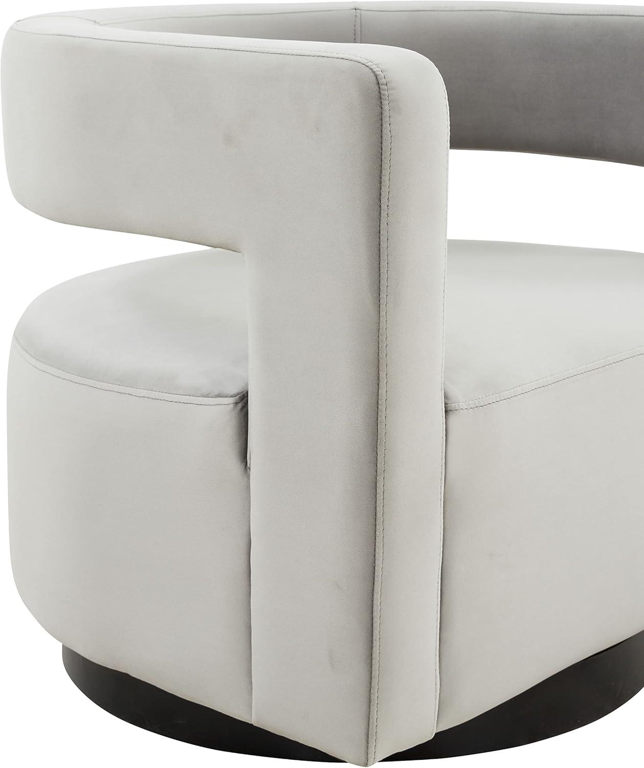 image:imageSAFAVIEH Couture Collection Edgar Ivory BoucleBlack Swivel Chair Fully AssembledLight Grey