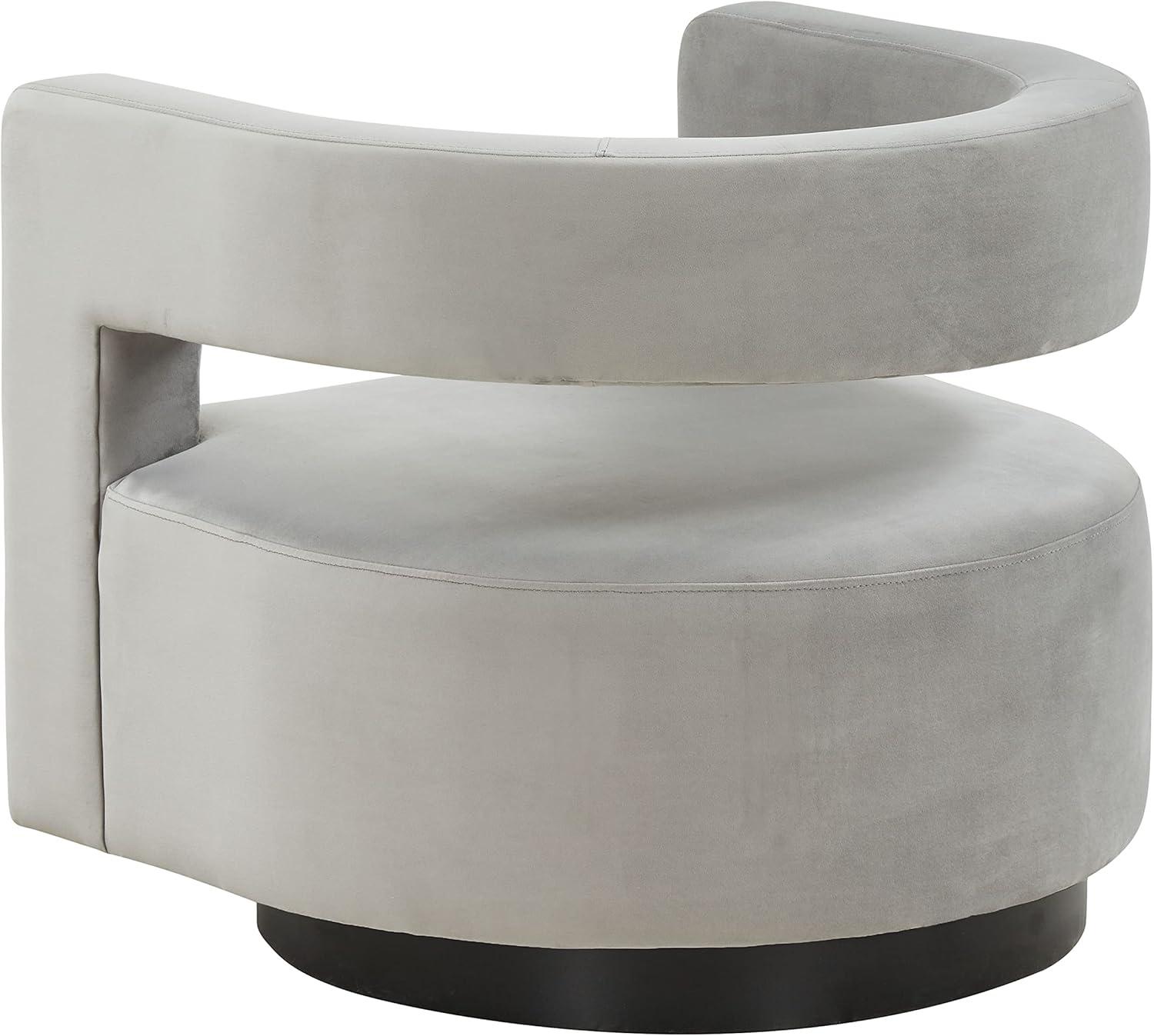 image:imageSAFAVIEH Couture Collection Edgar Ivory BoucleBlack Swivel Chair Fully AssembledLight Grey
