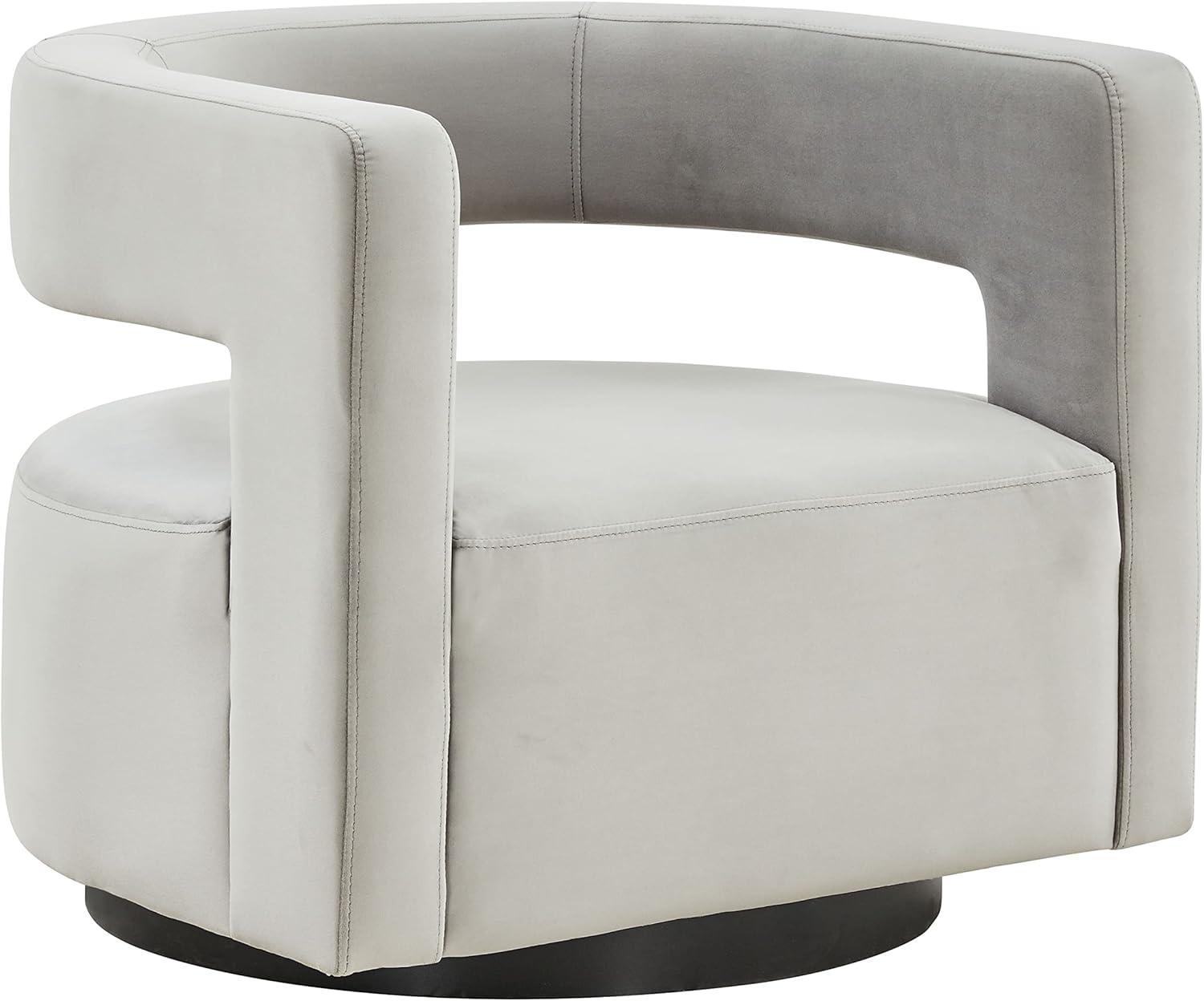 image:imageSAFAVIEH Couture Collection Edgar Ivory BoucleBlack Swivel Chair Fully AssembledLight Grey