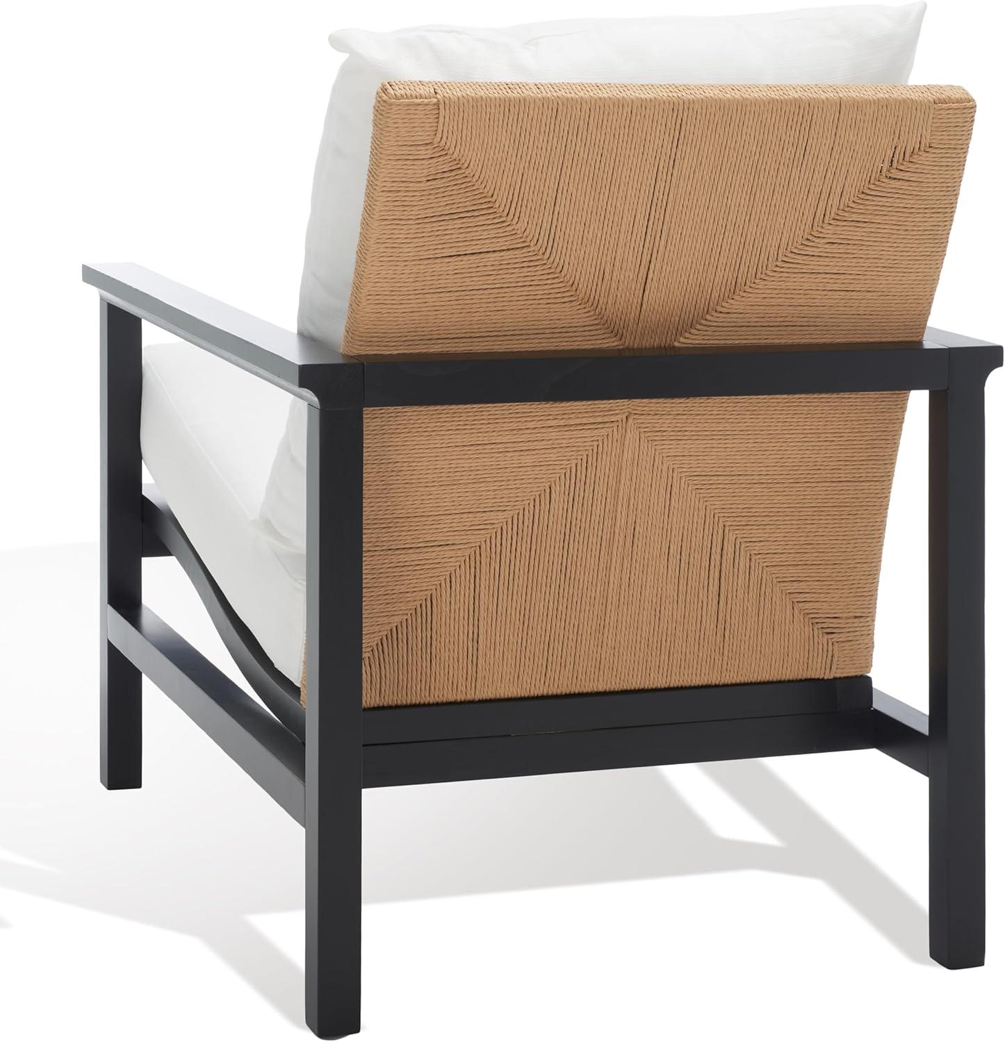 image:imageSAFAVIEH Couture Collection Emmalee WalnutNatural Cord Back Accent ChairBlackNatural