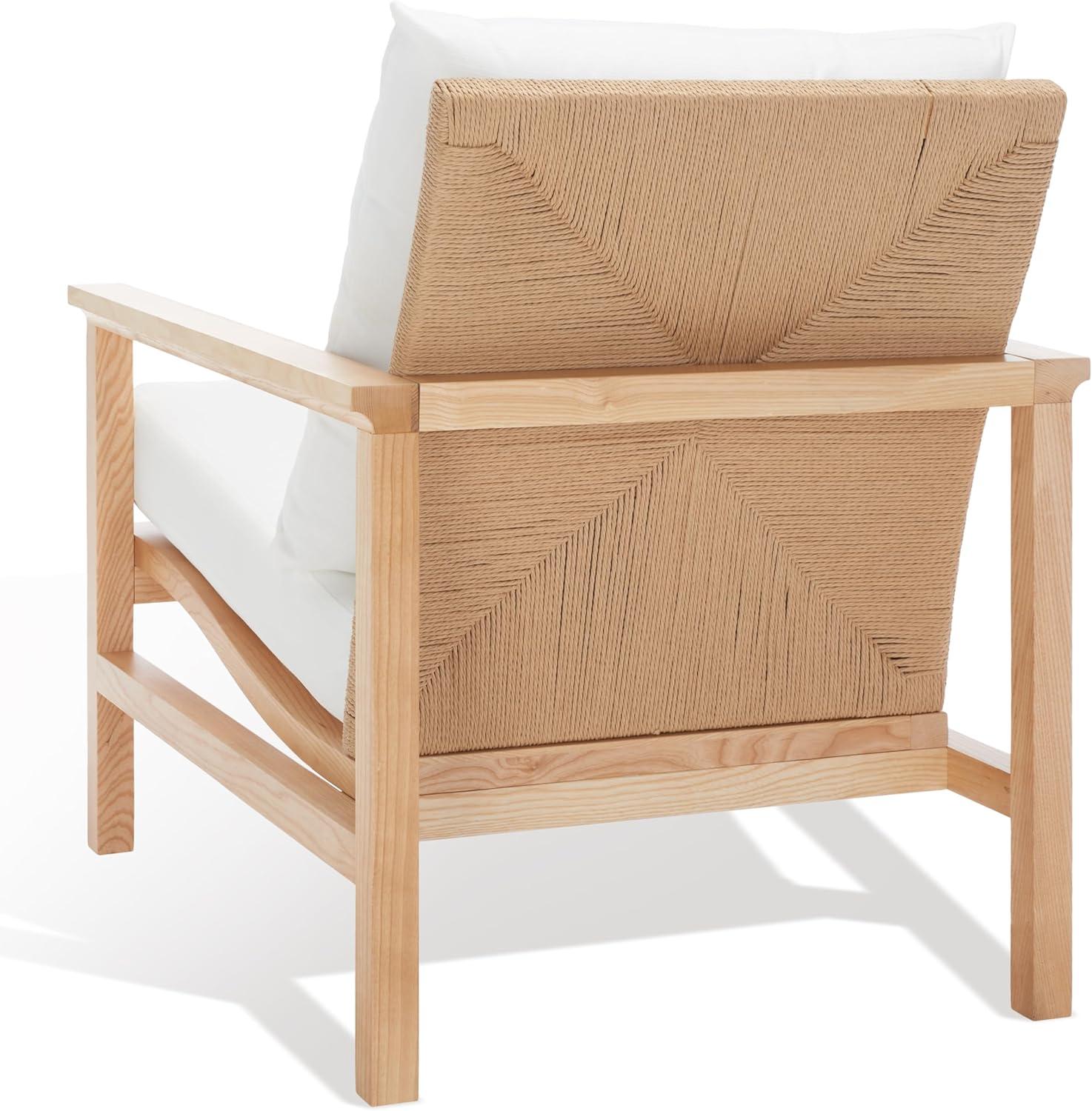 image:imageSAFAVIEH Couture Collection Emmalee WalnutNatural Cord Back Accent ChairNatural