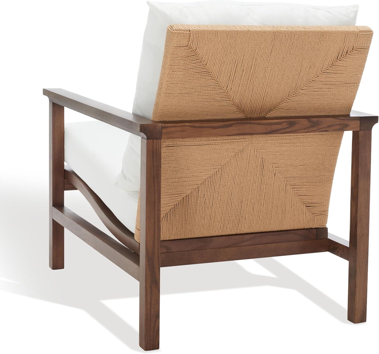 image:imageSAFAVIEH Couture Collection Emmalee WalnutNatural Cord Back Accent ChairWalnutNatural