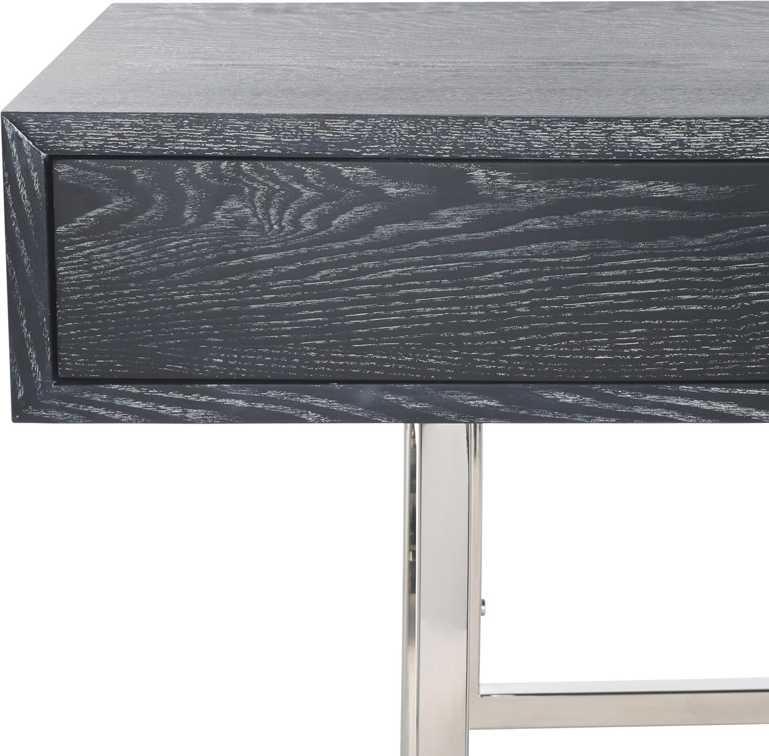 image:imageSAFAVIEH Couture Collection Estella Modern Black Cerused OakSilver 2Drawer Desk
