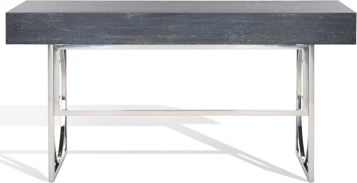 image:imageSAFAVIEH Couture Collection Estella Modern Black Cerused OakSilver 2Drawer Desk