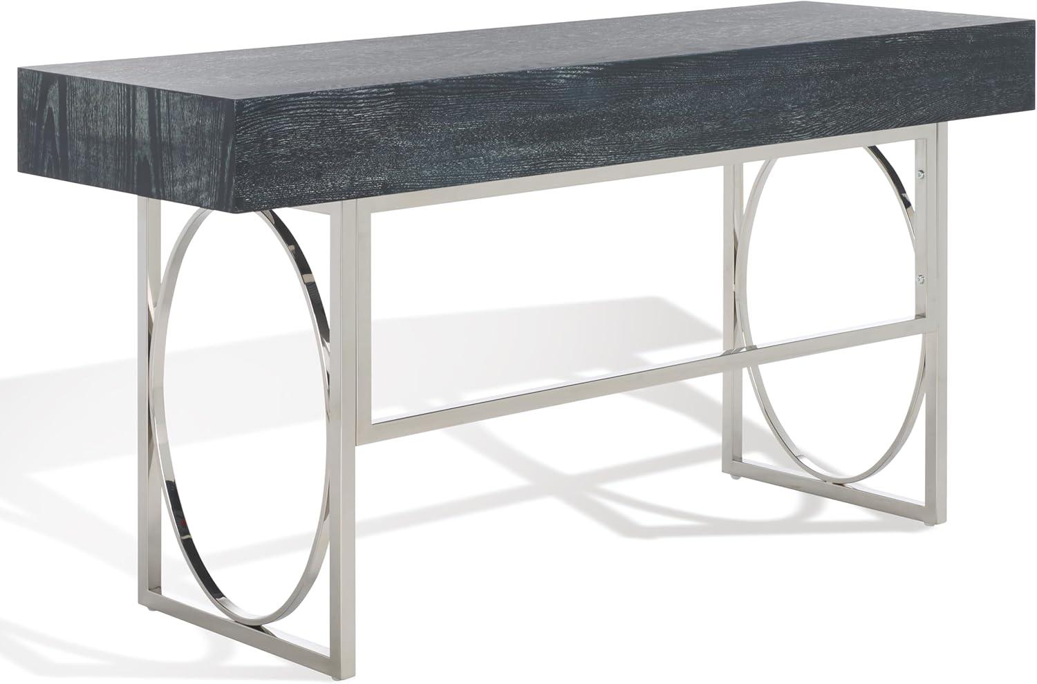 image:imageSAFAVIEH Couture Collection Estella Modern Black Cerused OakSilver 2Drawer Desk