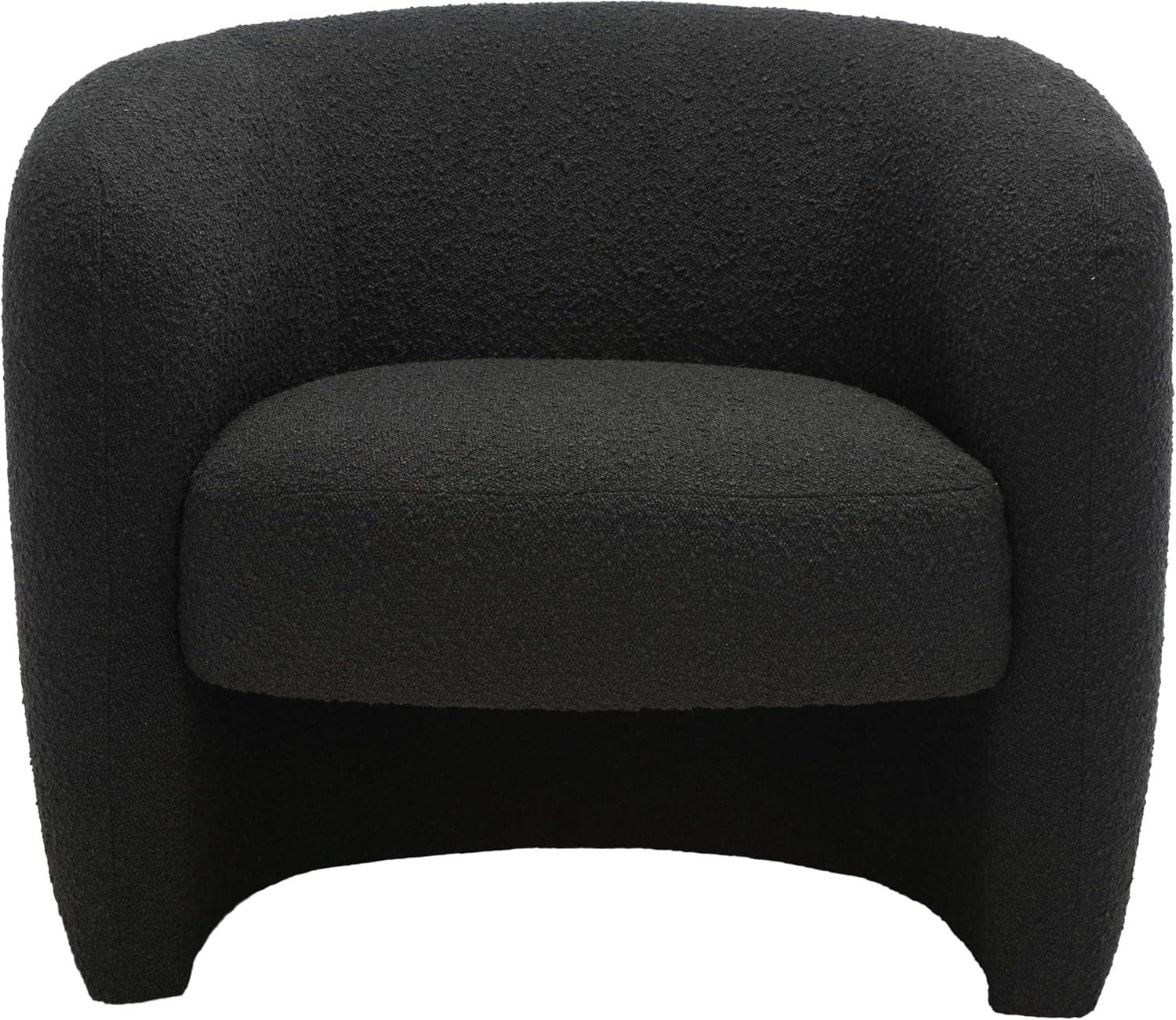 image:imageSAFAVIEH Couture Collection Everly Black Boucle Barrel Back Accent Chair Fully AssembledBlack
