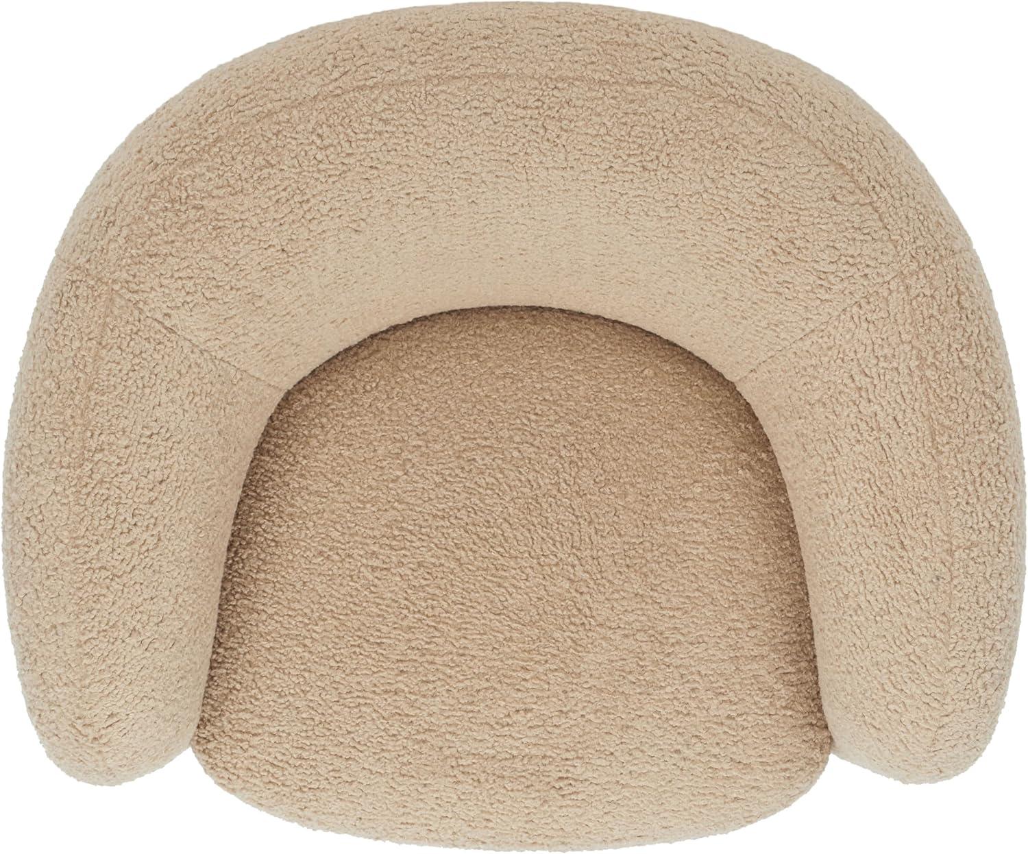 image:imageSAFAVIEH Couture Collection Everly Black Boucle Barrel Back Accent Chair Fully AssembledLight Brown