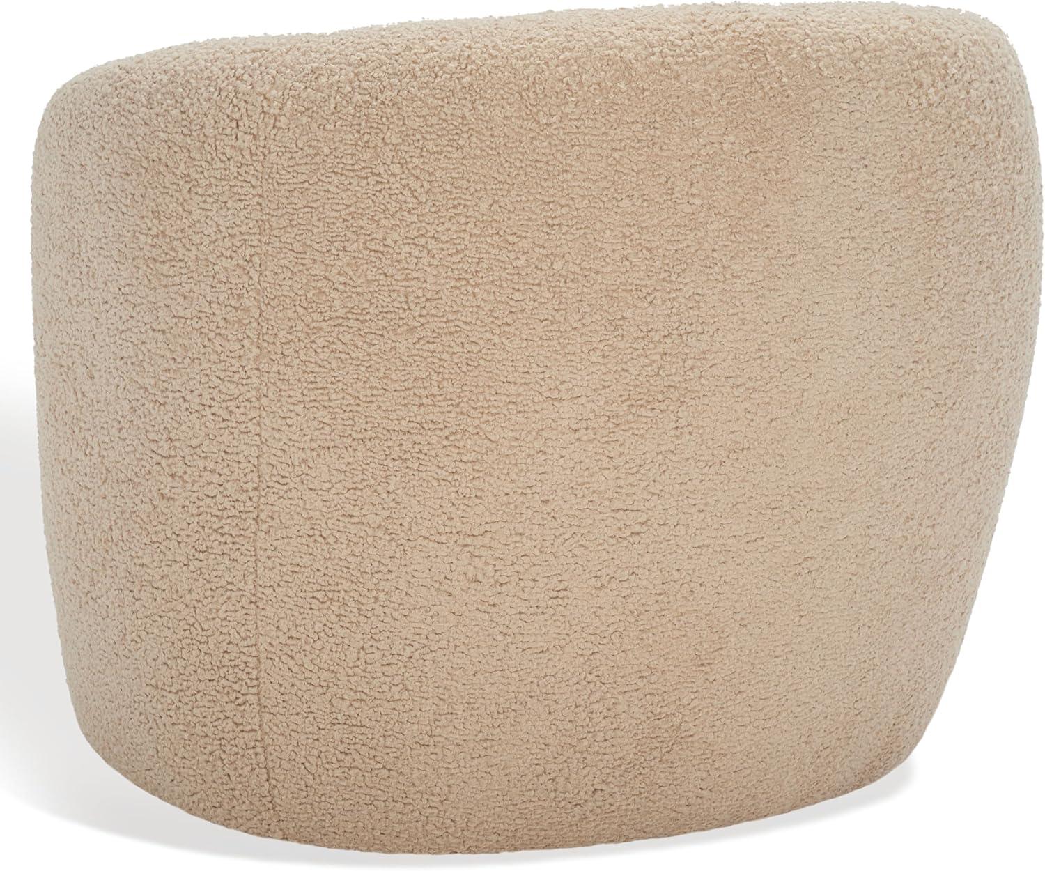 image:imageSAFAVIEH Couture Collection Everly Black Boucle Barrel Back Accent Chair Fully AssembledLight Brown