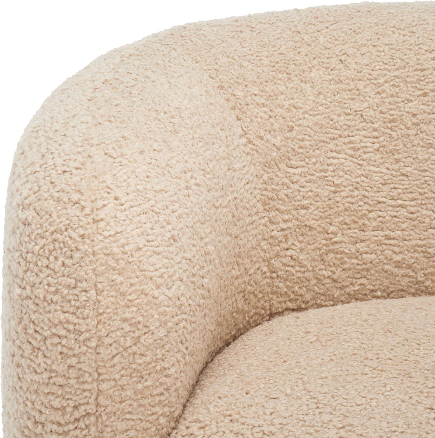 image:imageSAFAVIEH Couture Collection Everly Black Boucle Barrel Back Accent Chair Fully AssembledLight Brown