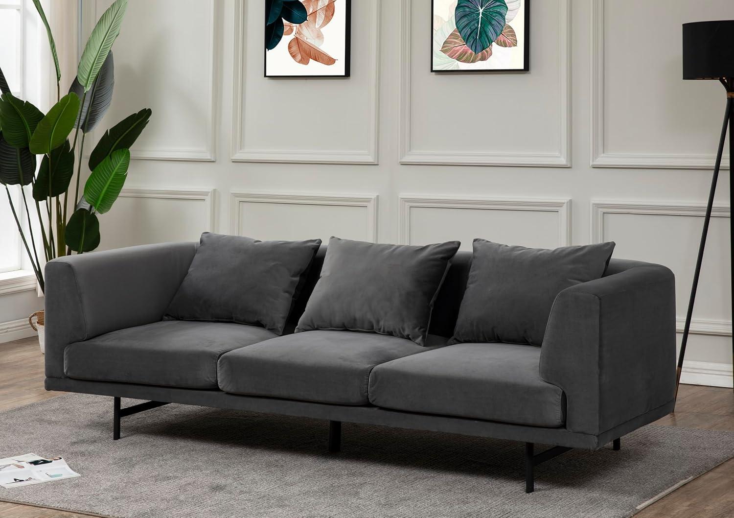 image:imageSAFAVIEH Couture Collection Marcy Grey Velvet Sofa