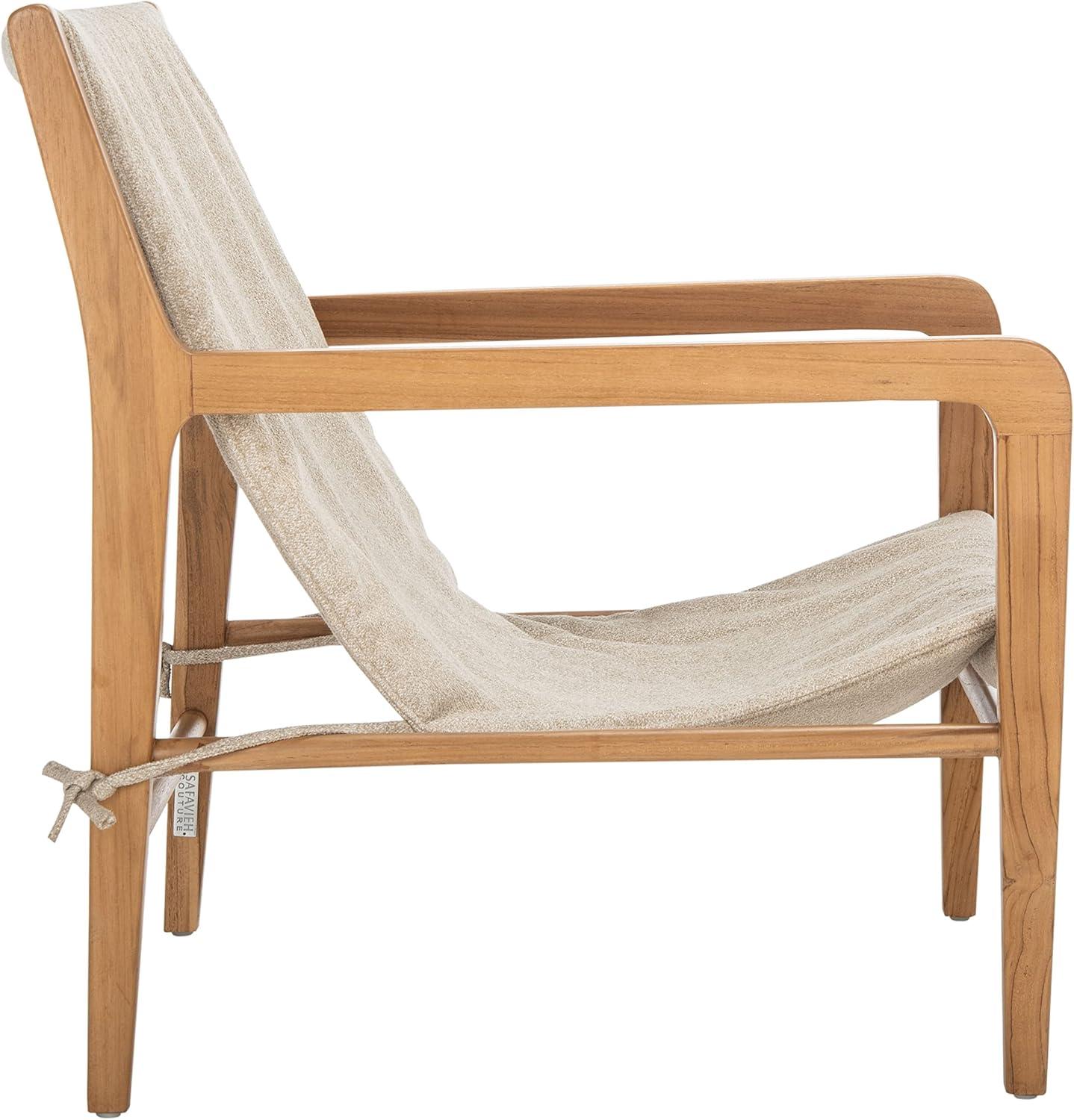 image:imageSAFAVIEH Couture Collection Osmond Coastal Sand LinenNatural Sling Chair Fully Assembled
