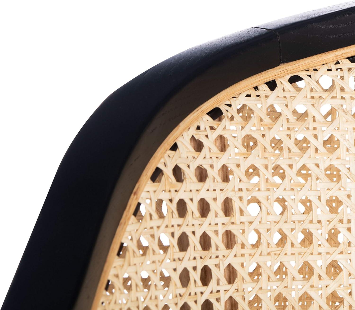 image:imageSAFAVIEH Couture Collection Rogue WalnutNatural Rattan Dining Chair Fully AssembledBlack Natural