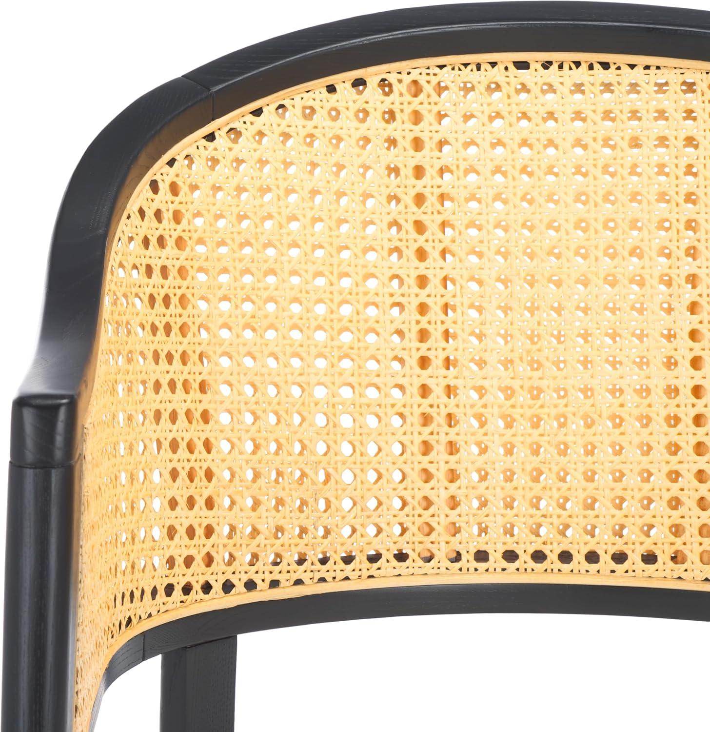 image:imageSAFAVIEH Couture Collection Rogue WalnutNatural Rattan Dining Chair Fully AssembledBlack Natural