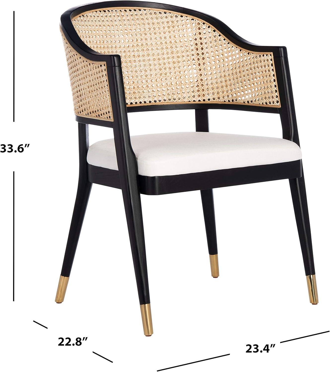 image:imageSAFAVIEH Couture Collection Rogue WalnutNatural Rattan Dining Chair Fully AssembledBlack Natural