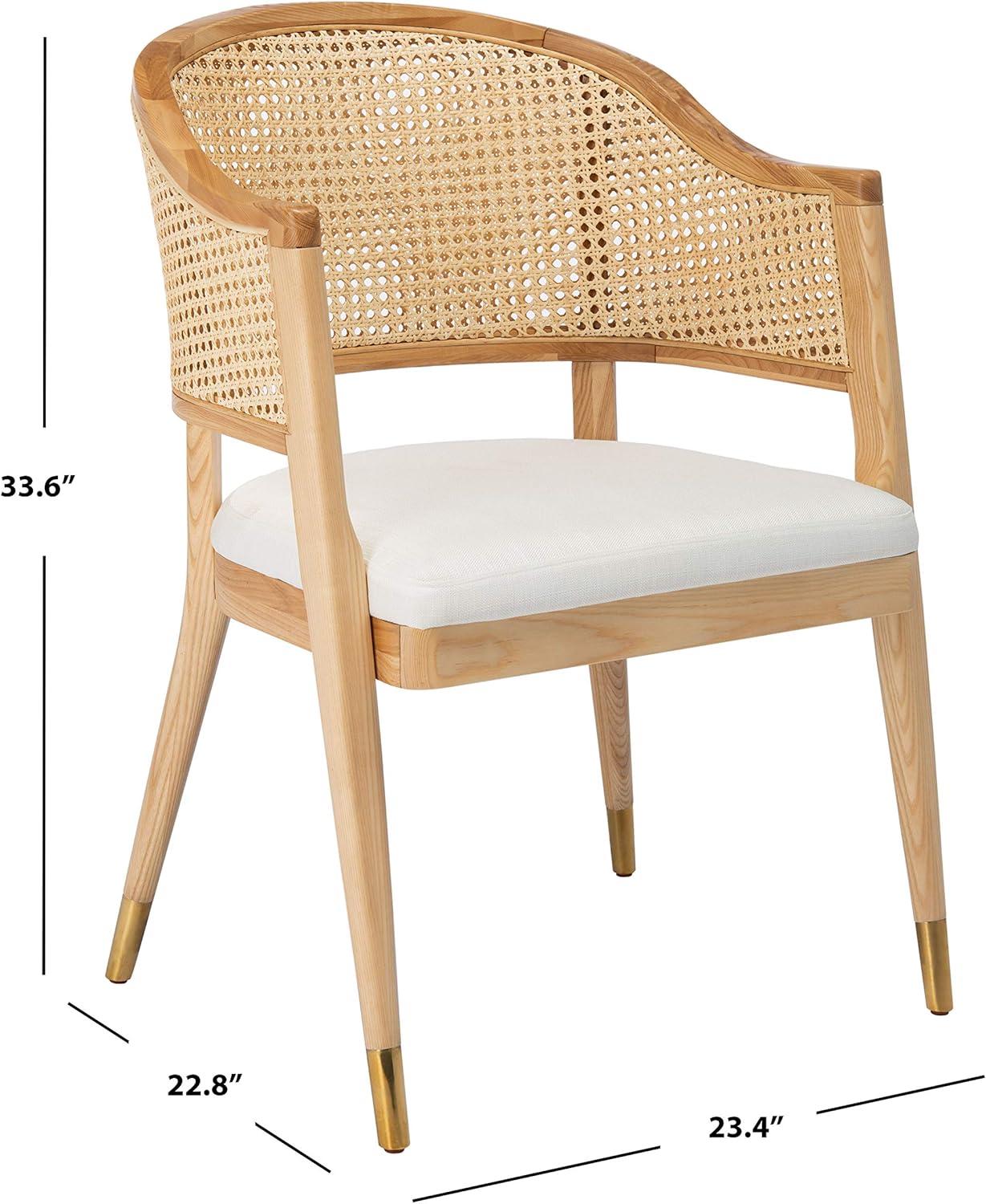 image:imageSAFAVIEH Couture Collection Rogue WalnutNatural Rattan Dining Chair Fully AssembledNatural