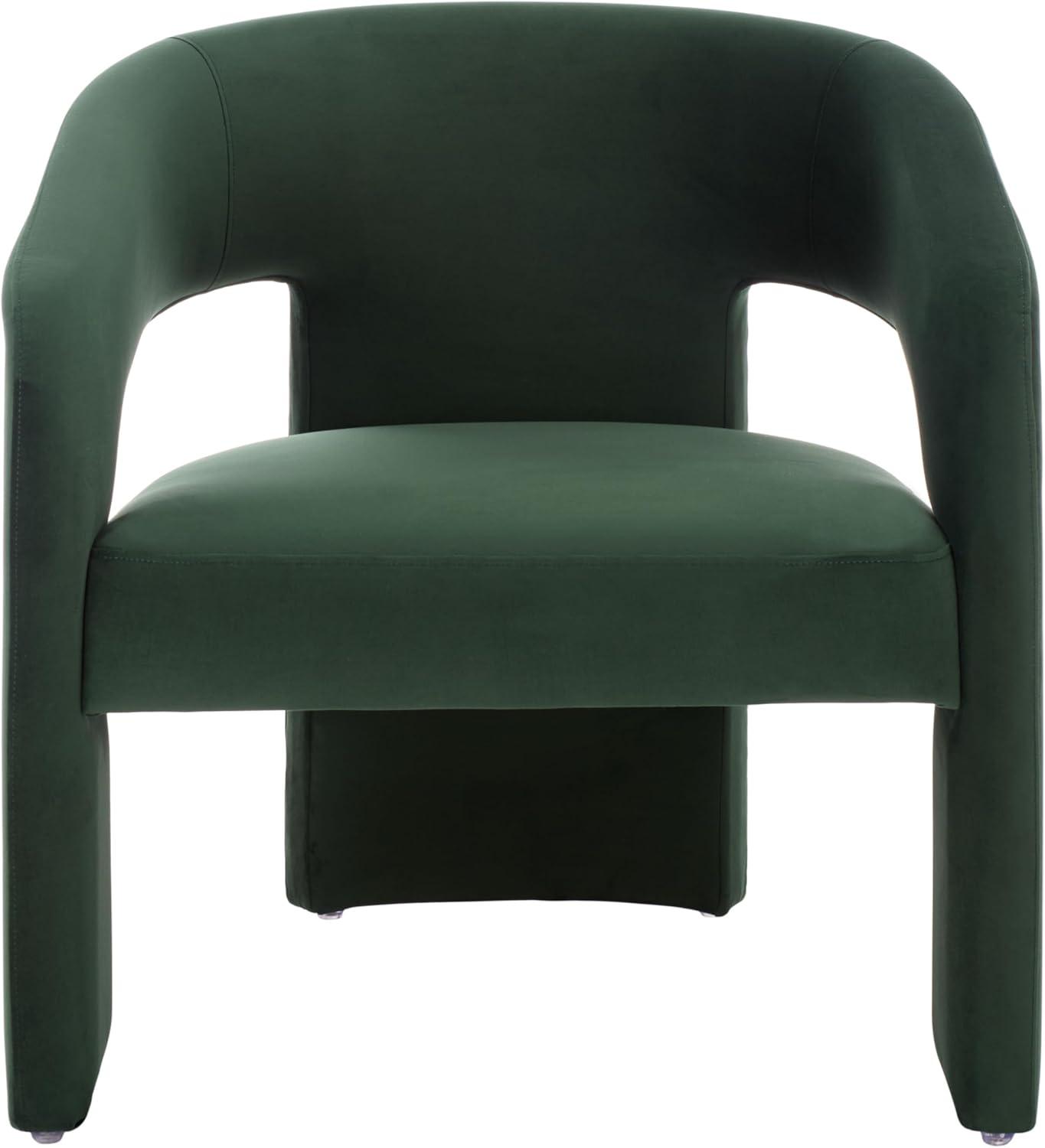 image:imageSAFAVIEH Couture Collection Roseanna Modern Forest Green Velvet Accent Chair Fully AssembledForest Green