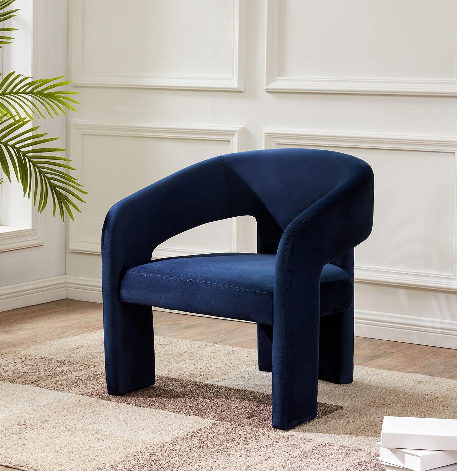 image:imageSAFAVIEH Couture Collection Roseanna Modern Forest Green Velvet Accent Chair Fully AssembledNavy