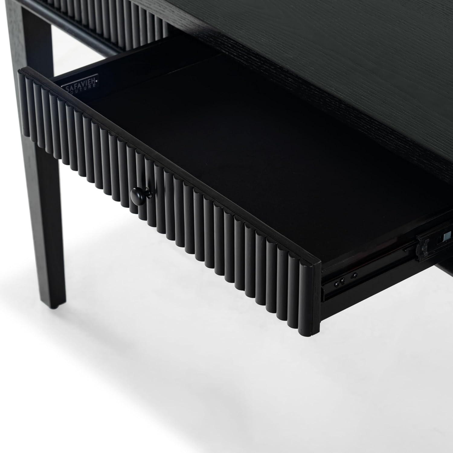 image:imageSAFAVIEH Couture Collection Shelbie Black 1Drawer Reeded Computer Table Office Writing DeskBlackBlack