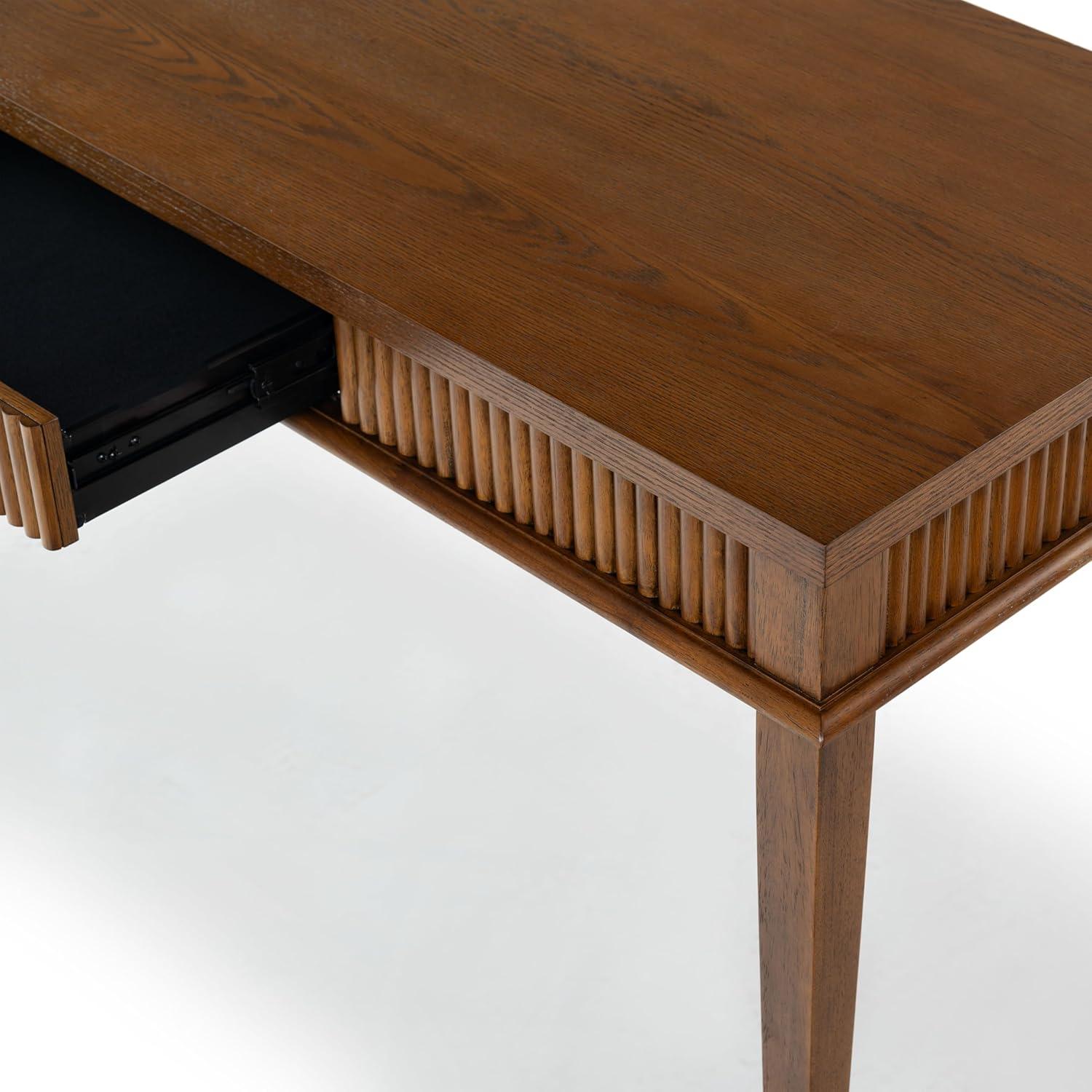 image:imageSAFAVIEH Couture Collection Shelbie Black 1Drawer Reeded Computer Table Office Writing DeskMedium OakBlack