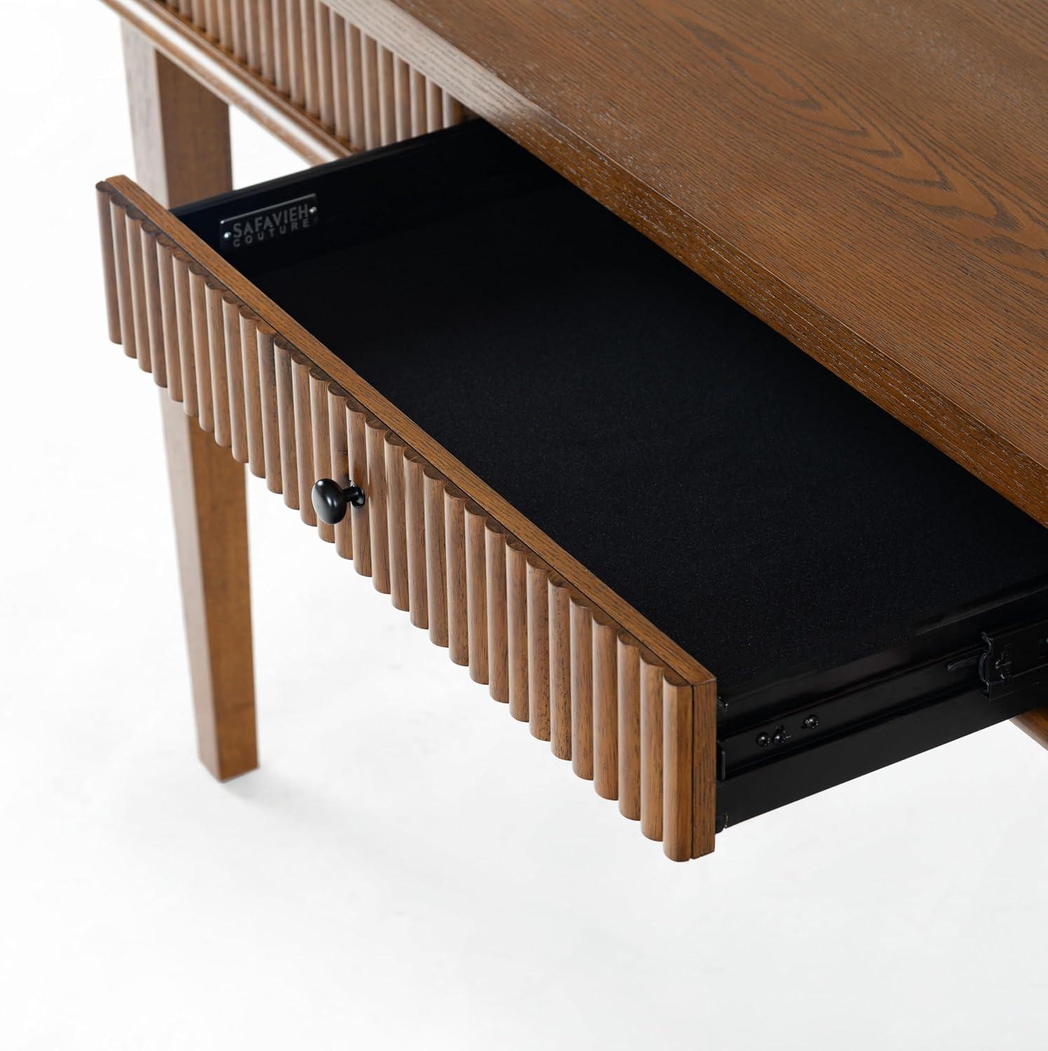 image:imageSAFAVIEH Couture Collection Shelbie Black 1Drawer Reeded Computer Table Office Writing DeskMedium OakBlack