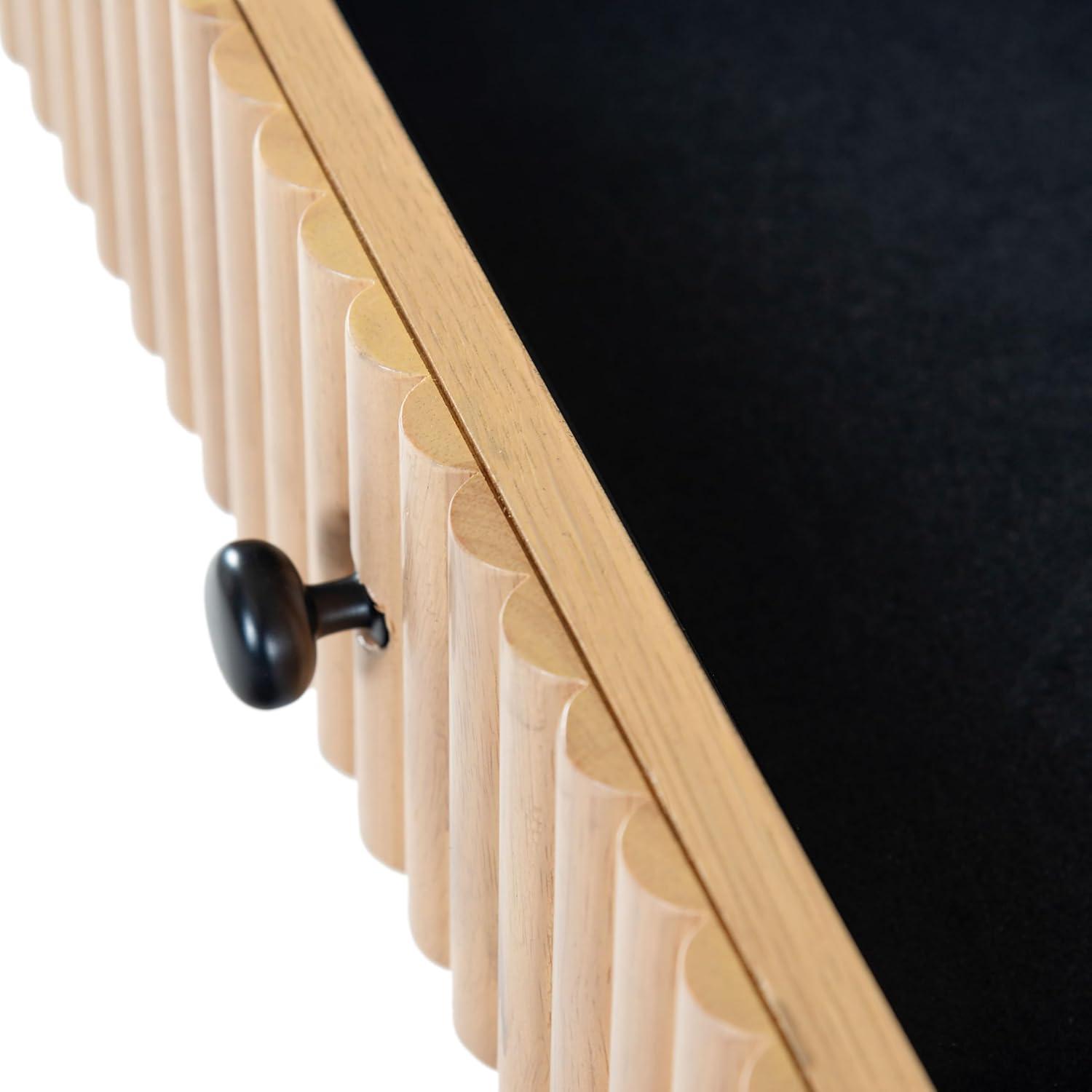 image:imageSAFAVIEH Couture Collection Shelbie Black 1Drawer Reeded Computer Table Office Writing DeskOakBlack